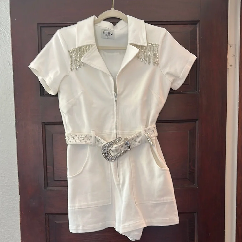 Show Me Your MuMu White rhinestone outlaw romper - medium - Picture 4 of 8